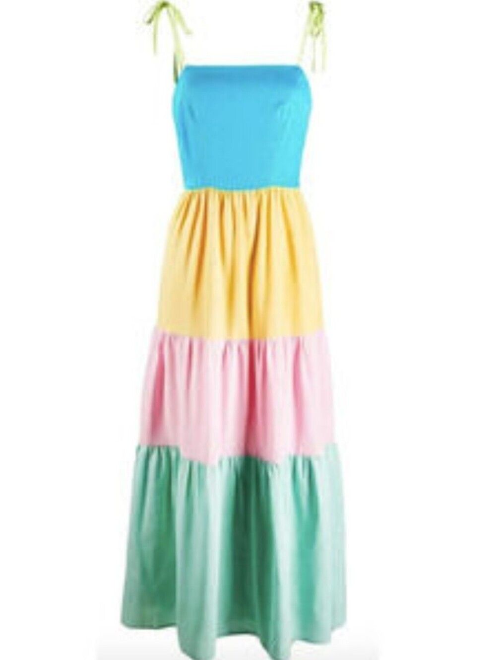 OLIVIA RUBIN Blue, Yellow, Pink & Mint Tiered Maxi Dress